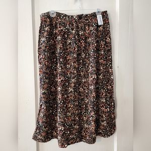 Old Navy Midi Skirt, Large, Black with Floral Pattern